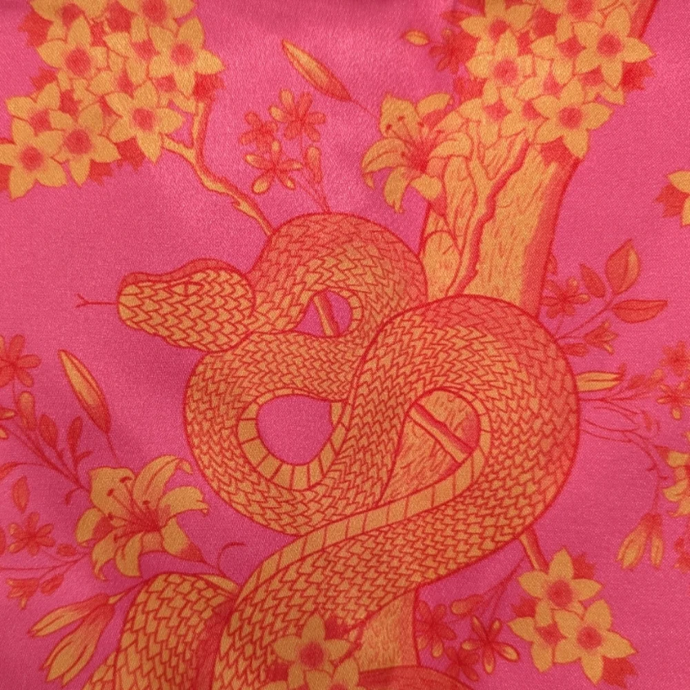 Kitty And Vibe Pink Orange Snake Floral Talia Vibes Silky Square Bandana Scarf